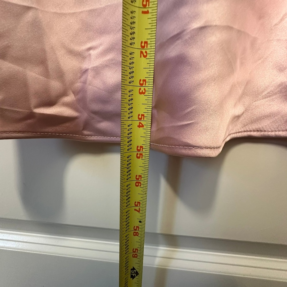 Zara Maxi Dress Womens Small Pink Satin Slip V-Neck Tie Front Open Back Evening - Picture 11 of 13